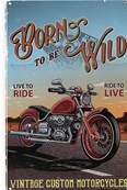 Plaque mtal 20x30 vintage MOTOR "BORN TO BE WILD".