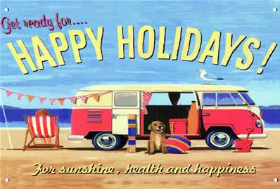 Plaque métal 20x30 vintage COMBI "Happy HOLIDAYS "