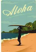 Plaque mtal 20x30 vintage Aloha