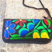 Etui  lunettes brod fleurs vertes
