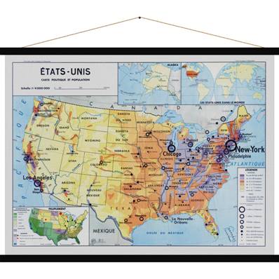 Reproduction carte scolaire Etats-Unis 1900