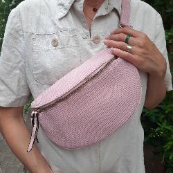 Sac banane simple velour cotel rose