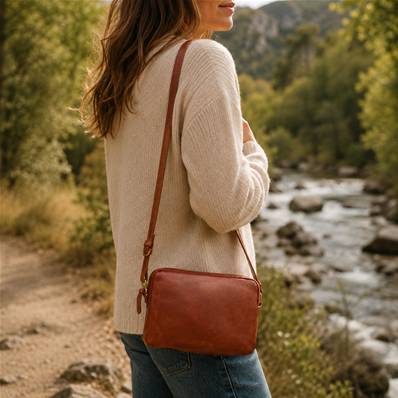 Sac cuir double compartiment zipes 20*15