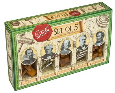 Coffret 5 casse têtes grands d'esprit homme en bois et métal