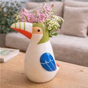 Vase Toucan aux ailes bleues � 19,5cm