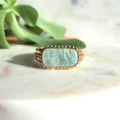 Bague "Amazonite Héritage" - Chevalière Moderne