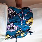 Ceinture obi wax bleu jaune violet