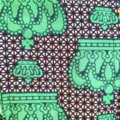 Ceinture obi wax vert motifs bijoux