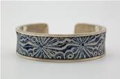 Bracelet ethnique Tibétain, tissus bleu indigo Jhâna