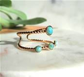 Bague "Cascade d'Amazonite" - 2 Rangs, 4 Pierres Rondes