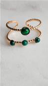 Bague dore 4 pierres de Malachite