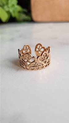 Bague en acier doré motifs fleurs Camille