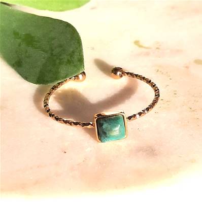 Bague Pierre Carrée Jaspe Vert