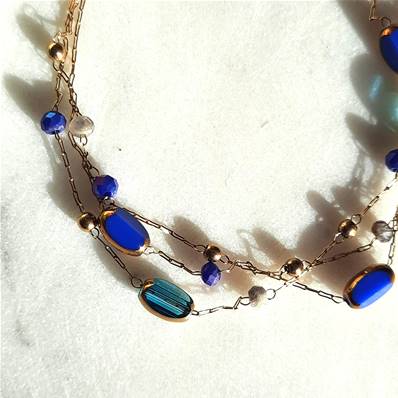 Bracelet Multi-Rangs "Océan Infini" avec Perles Bleues