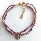 Bracelet perles grenat 2 rangs
