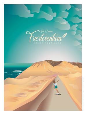 Affiche Fuerteventura Espagne 30x40cm Plume74