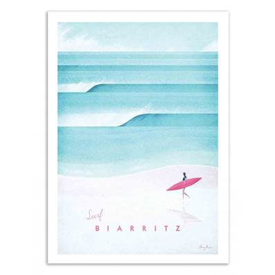 Affiche Surf Biarritz France 50x70cm Henry Rivers