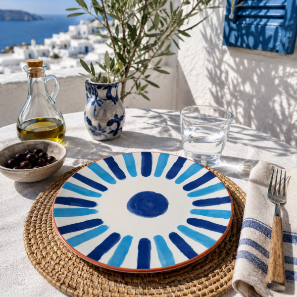 Lot de 2 assiettes grecques  bleu Égée 19 cm