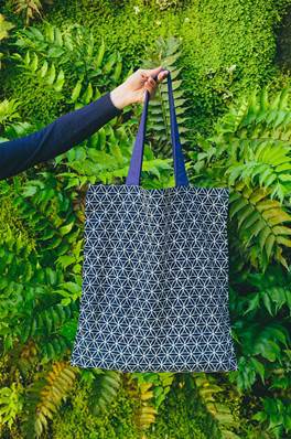 Sac coton Tote bag indigo japonais hanabishi