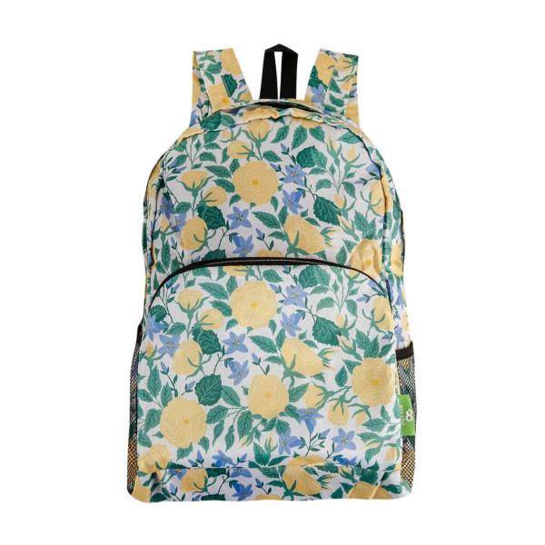 Sac à dos pliable et imperméable recyclé fleurs jaunes