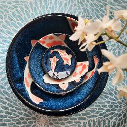 Saladier japonais carpe Koi 21,5 cm x 8 cm