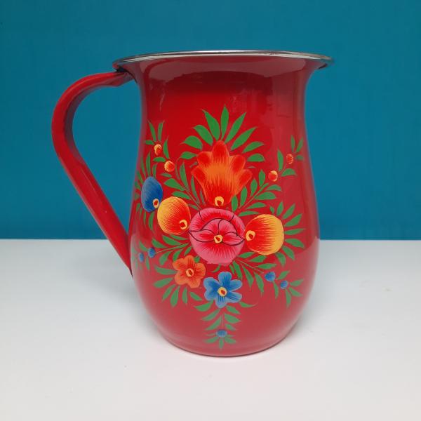 Pichet rouge inox peinte à la main 1,5l