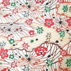 Carnet en papier japonais motifs Fleurs jaunes et oranges dans maille