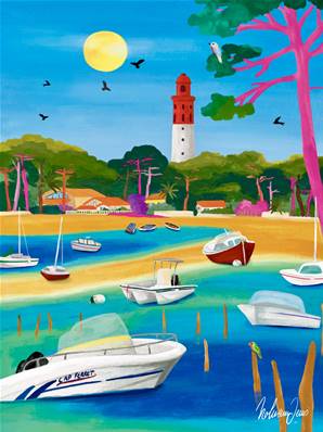 Affiche phare du FERRET Bassin Arcachon 30x40 Nolwen