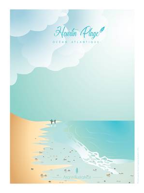 Affiche Hourtin Plage océan Atlantique Plume44 30x40cm