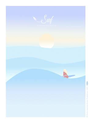 Affiche Surf vagues du matin Plume35 30x40cm
