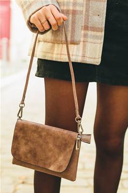 Sac pochette besace bandoulière gris 15x21cm