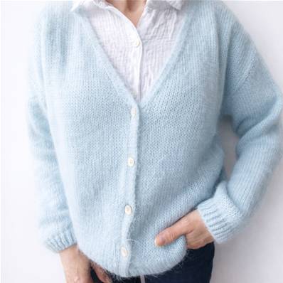 Gilet col V boutonné bleu ciel - taille unique