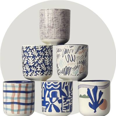 Coffret 6 tasses graphiques Matisse 10cl