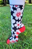 Chaussettes Fleurs blanches au cœur rouge