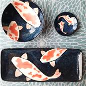 Plat sushi rectangulaire carpe Koi 29,5cm x 12,5 cm x 0,25 cm