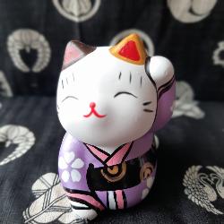 Chat Maneki Neko kimono violet