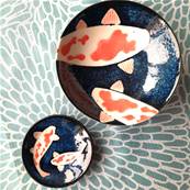 Coupelle japonaise carpe Koi 9,9cm x1,5 cm