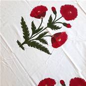 Tenture indienne artisanale block print 150x225 cm – Coquelicots rouges