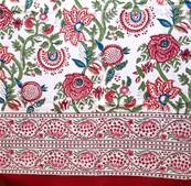Tenture indienne artisanale block print 150x225 cm – Floral multicolore
