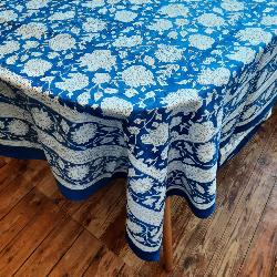Tenture indienne artisanale block print 150x225 cm – Bleu royal