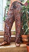 Pantalon en soie ceinture élastique avec son lacet pompon rose bleu