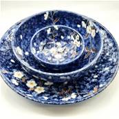Coupelle japonaise fleur Sakura bleue 17 × 6 cm