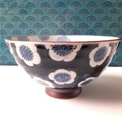 Duo de Bols Japonais bleus aux fleurs blanches