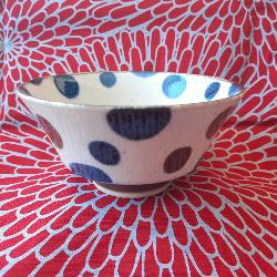 Bol japonais en grès pois bleu 15X7,5