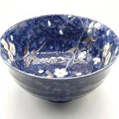 Bol japonais fleur Sakura bleue 17 cm