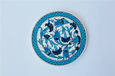 Dessous de plat Iznik rond fait à la main 16 cm