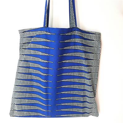 Tote bag wax bleu électrique motifs graphiques