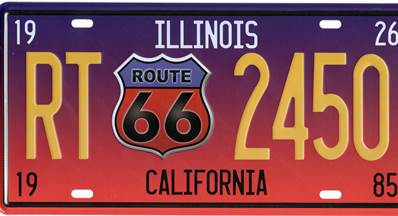 Plaque métal 15x30 vintage ROUTE 66 ILLINOIS bleu et rouge