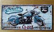 Plaque métal 20x40 vintage MOTORBIKE BLEUE.