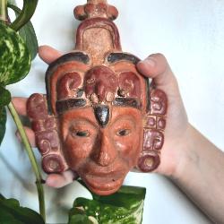 Masque en terre cuite grande parure artisanat du Guatémala